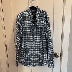 J. Crew Men's Blue and White Plaid Shirt
